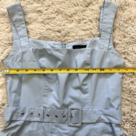 Majorelle- Carolyn Light Blue Belted Mini Dress With Slit Size Small - Picture 6 of 11